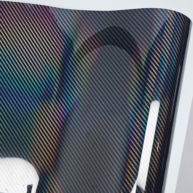 Aufkleber für Autoaufkleber Hochglänzend Regenbogen Kohlefaser Schwarz Klebevinyl für Motorrad-Außenzubehör Automobile