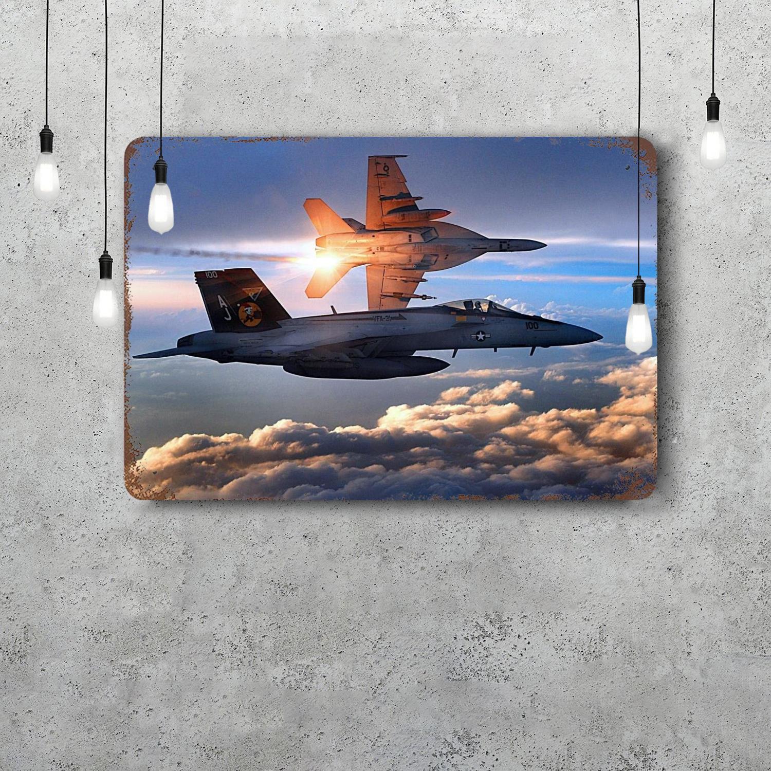 

fighter jet Decor Poster Vintage Tin Sign Metal Sign Decorative Plaque for Pub Bar Man Cave Club Wall Decoration 20x30cm（7.8x11.8inch）
