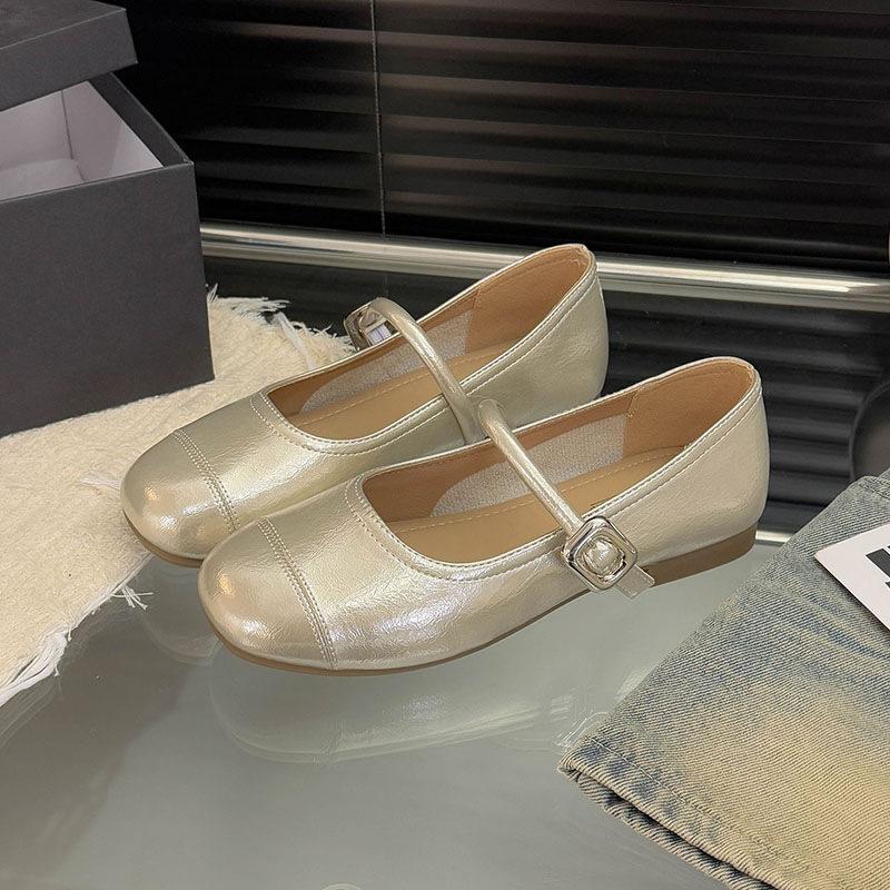 

Серебристые туфли-лодочки на плоской подошве с мягкой подошвой Мэри Джейн женские 2025 новая летняя коллекция 40 шампанского