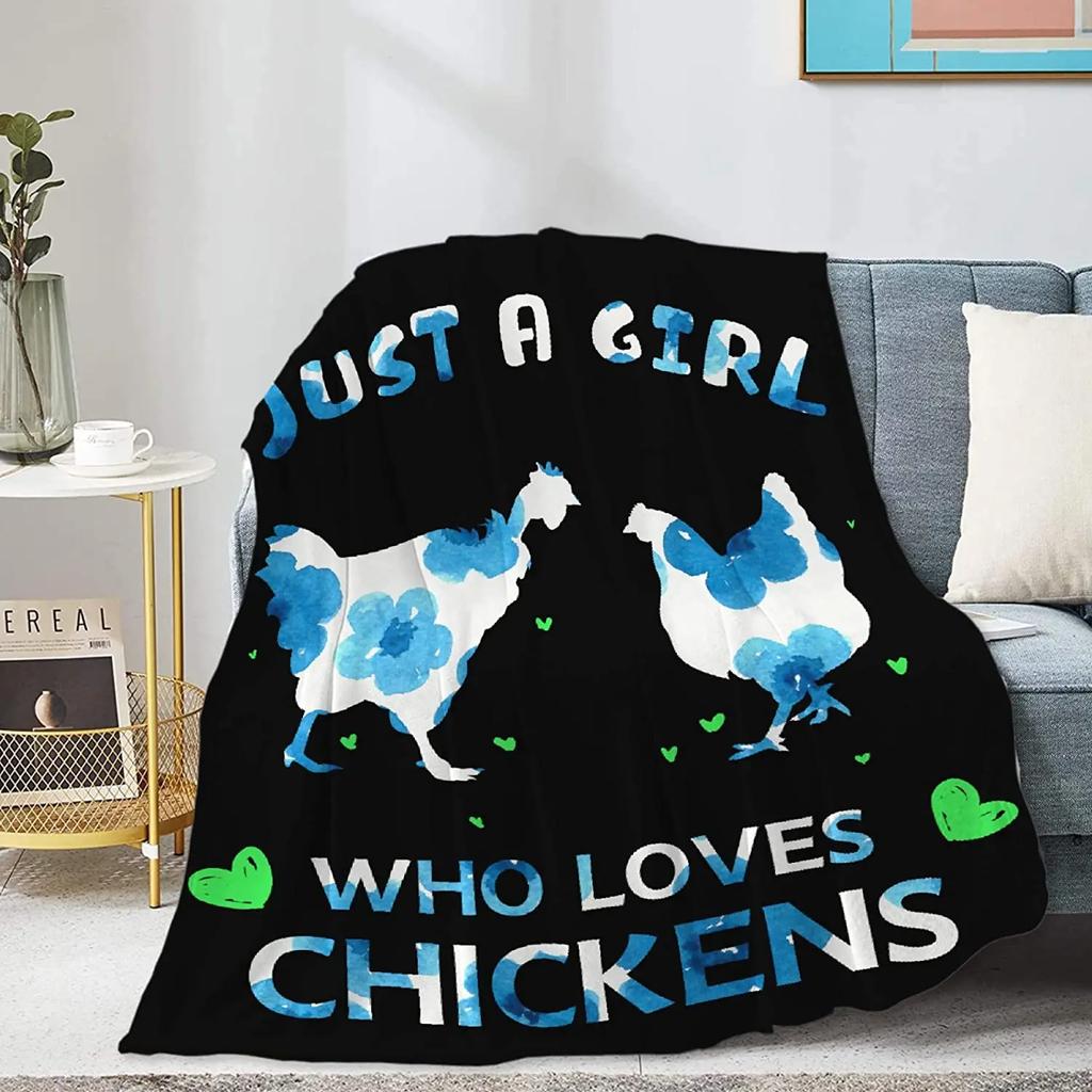Chicken Flannel Throw Blanket Cartoon Chicken Farm Animals Blanket Lightweight Comfortable Super Soft for Bed Sofa Couch Decor