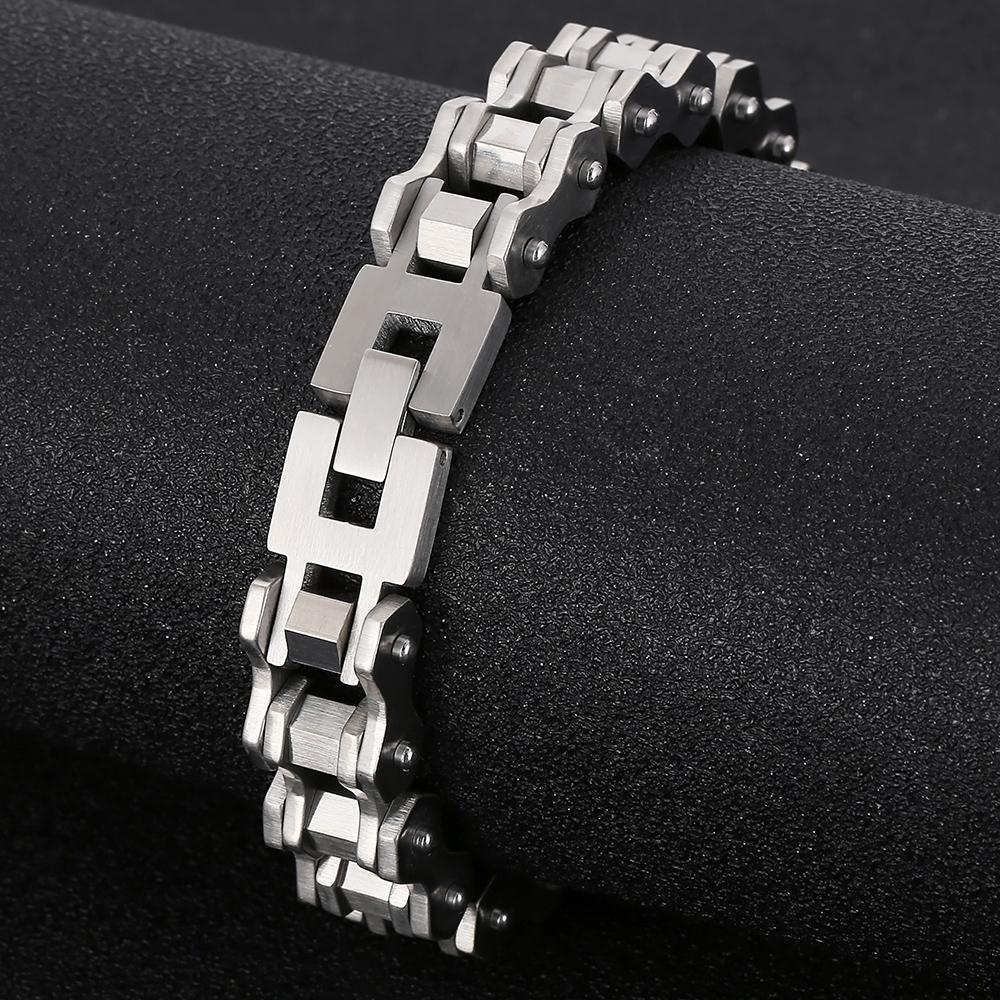 Matowa Bransoletka Męska ze Stali Nierdzewnej 316L Łańcuch Motocyklowy dla Mężczyzn Gotycka Biżuteria Rowerowa Prezenty Bransoletki Męskie 13MM Szerokość