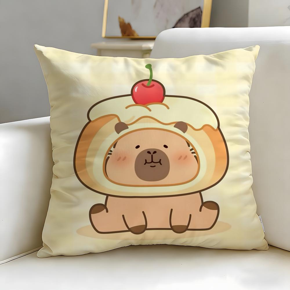 classic animal Capybara Cushion Cover Soft & Easy-Wash Pillow Case – Versatile for Couch, Bed, Travel and Office