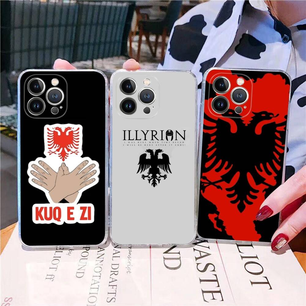 Albanian Flag Map Transparent Phone Case For IPhone 16 15 14 13 12 11 Pro Max Plus Soft Cover