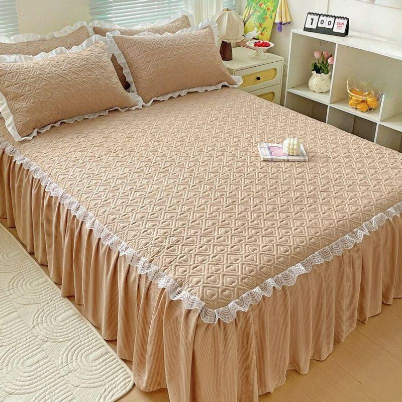 Quilted Anti-slip Korean Lace Bed Skirt - Princess Style Mattress Protector