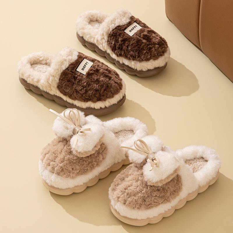 Cotton slippers autumn and winter 2025 new indoor home non-slip thick-bottomed warm plush slippers