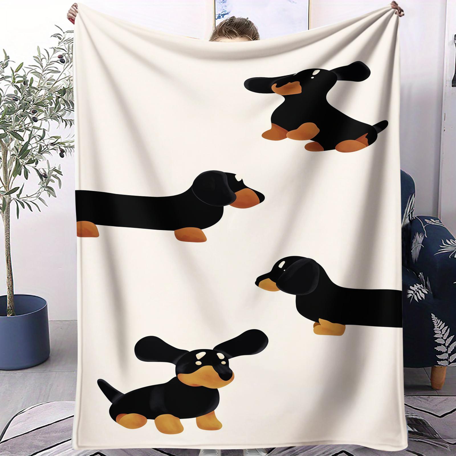 

Popular Cute Dachshund Pattern Lightweight Throw Blanket Soft Cozy Small Cover Blanket For Sofa Bed Dorm AllSeason Home Decor 70x100cm
