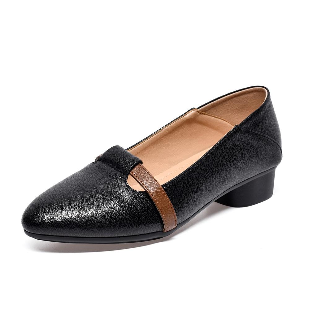 Pointed flat shoes women's 2025 spring and summer French temperament Mary Jane shoes low heel light mouth loafers color matching small single shoes