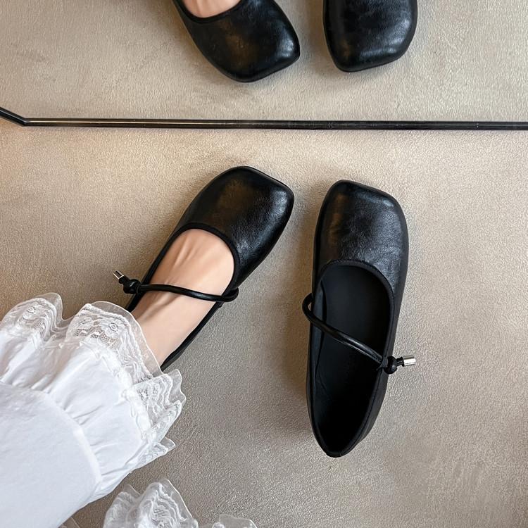 

Ретро литературный сказочный стиль туфли Мэри Джейн 2025 весна и лето новые квадратный носок плоская подошва перемычка туфли Мэри Джейн 39 чёрный