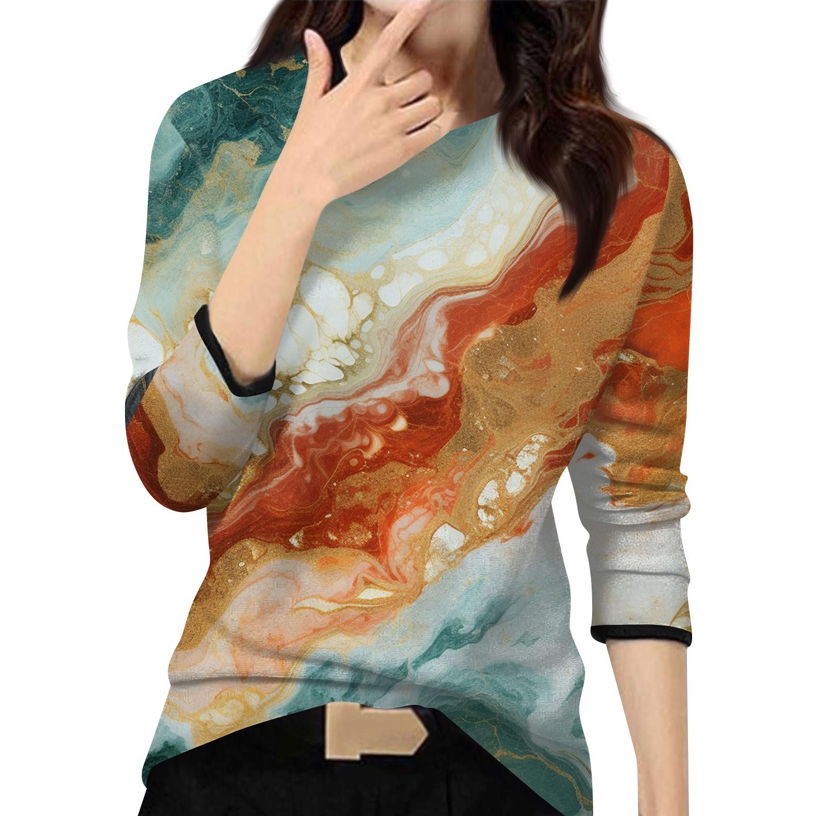 

Женский повседневный модный топ с принтом, круглым вырезом и длинными рукавами, пуловер XL жёлтый