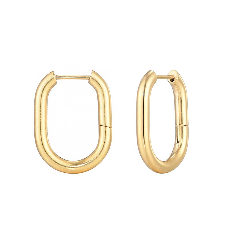 Glossy Stainless Steel Hoop Earrings For Women Men Hip Hop Steapunk Round Oval Heart Black Gold Silver Color Huggie Jewelry Gift