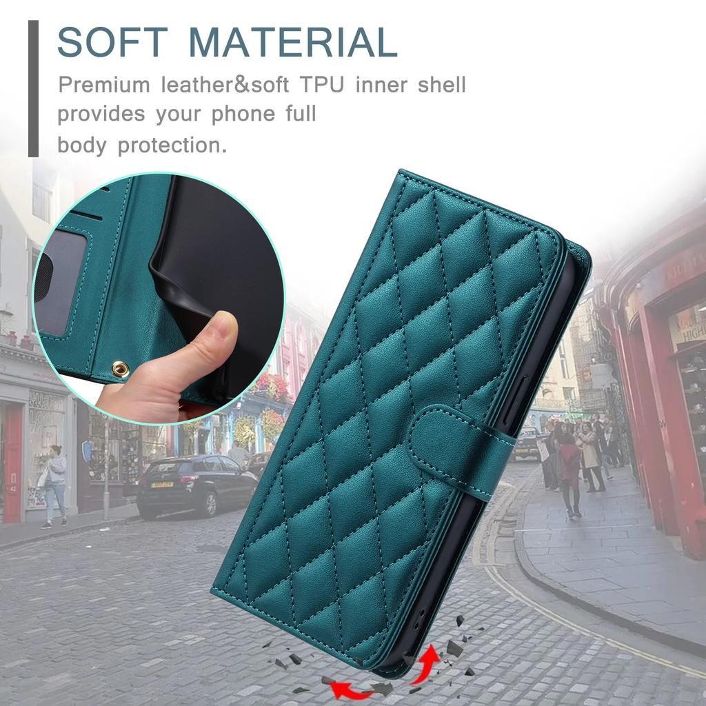 Checkered Leather Wallet Case for Samsung Galaxy A17 A16 A26 A36 A56 A15 A25 A35 A55 A05S S25 S24 Ultra FE Edge Flip Bag Cover