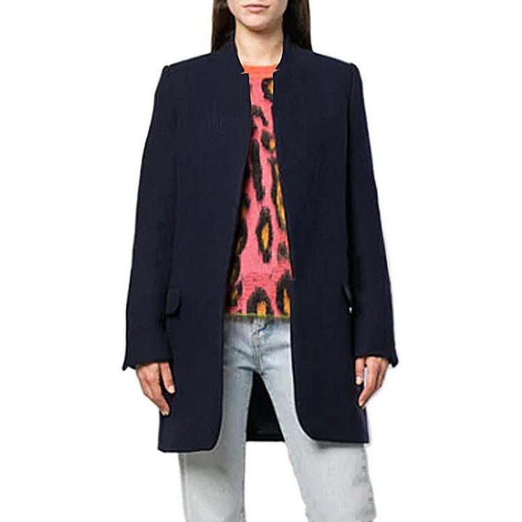 Women's Slim Woolen Coat Stand Up Collar European American Style 2020