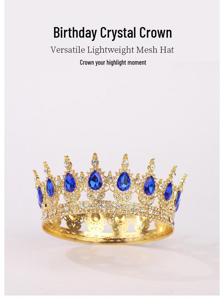Elegant Rhinestone Alloy Crown Tiara: Exquisite Retro Bridal Headpiece & Hair Accessory
