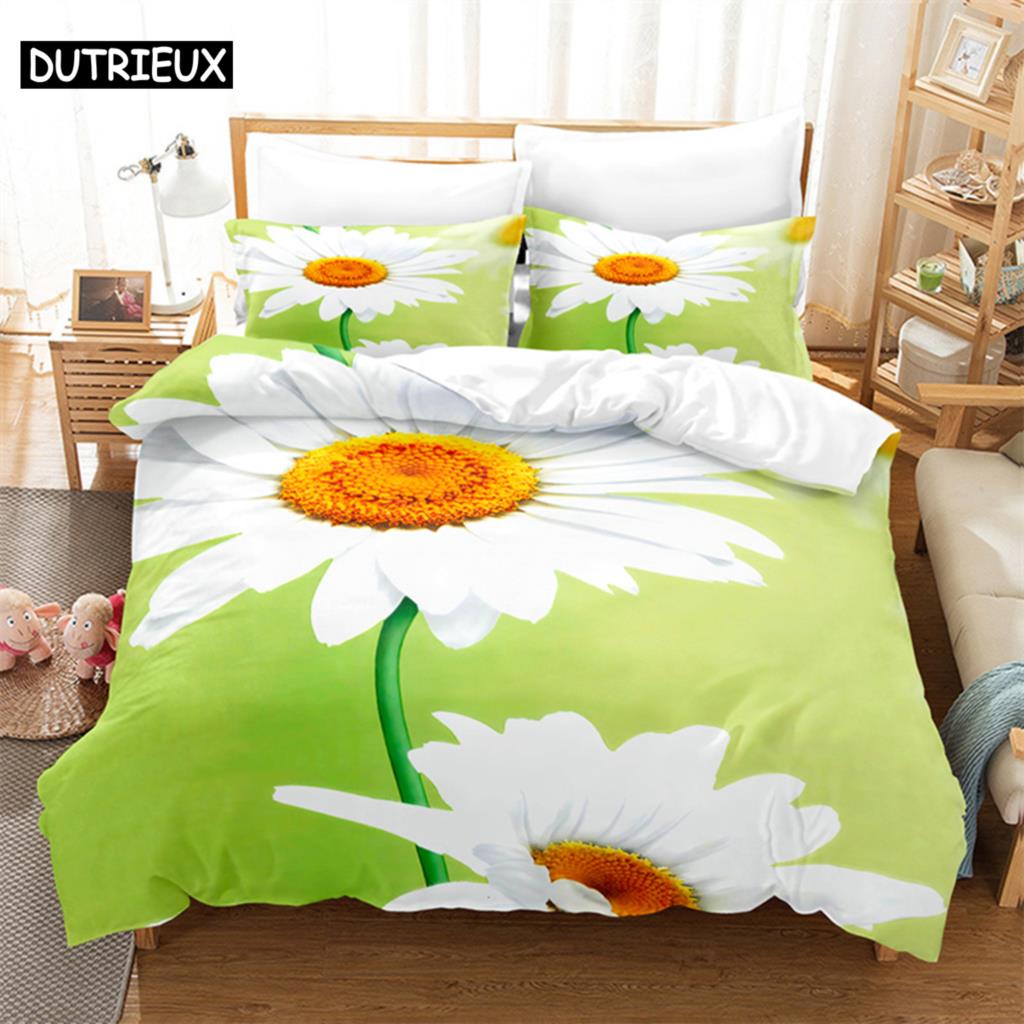 Green Flowers Queen Bedding Set Duvet Cover Set Bedding Comforter Bedding Sets Bed Linen King Size Duvet Cover Bedding Set