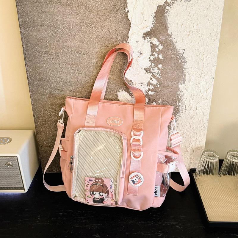 

Versatile tote bag, transparent shoulder bag, backpack, large-capacity tutoring bag, messenger bag. розовый