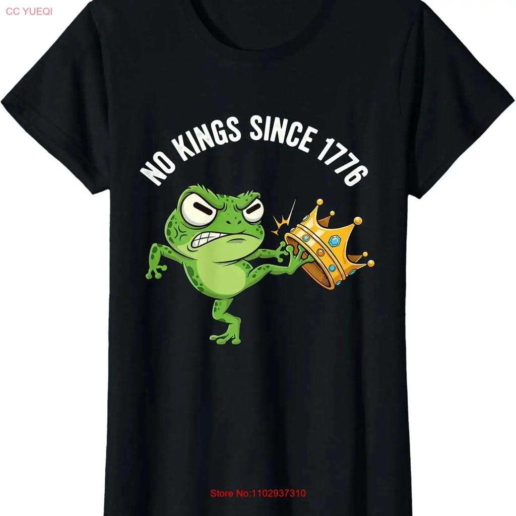 Angry Frog No Kings Since 1776 Funny America Design Ladies Crewneck T Shirt Vintage Comfortable Homme