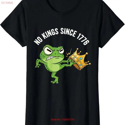Angry Frog No Kings Since 1776 Funny America Design Ladies Crewneck T Shirt Vintage Comfortable Homme
