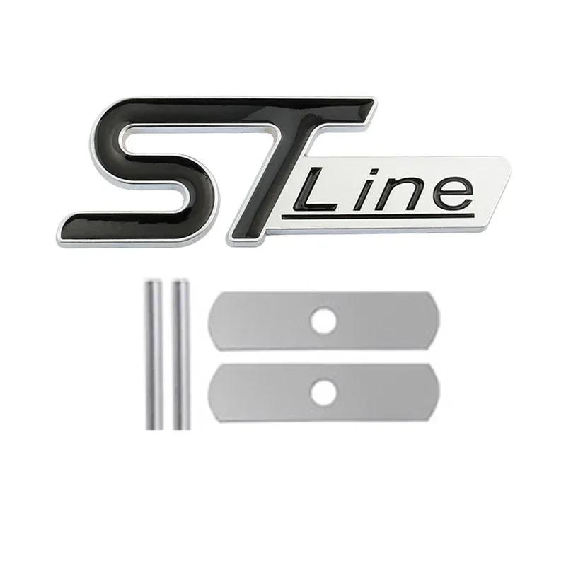 For  ST LINE Logo Front Grill Emblem Badge Car Rear Trunk Sticker Decals Focus Kuga Fiesta Mondeo ESCAPE Ecoboost