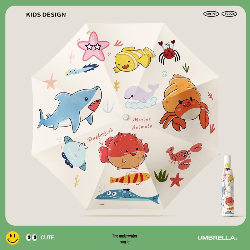 Cartoon Kids  Automatic Umbrella: Safe Folding, Anti-Rebound, Sun & Rain Dual-Use, Customizable
