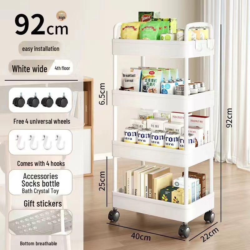 Compact Multi-layer Trolley Storage Rack for Kitchen, Bedroom, and Bathroom