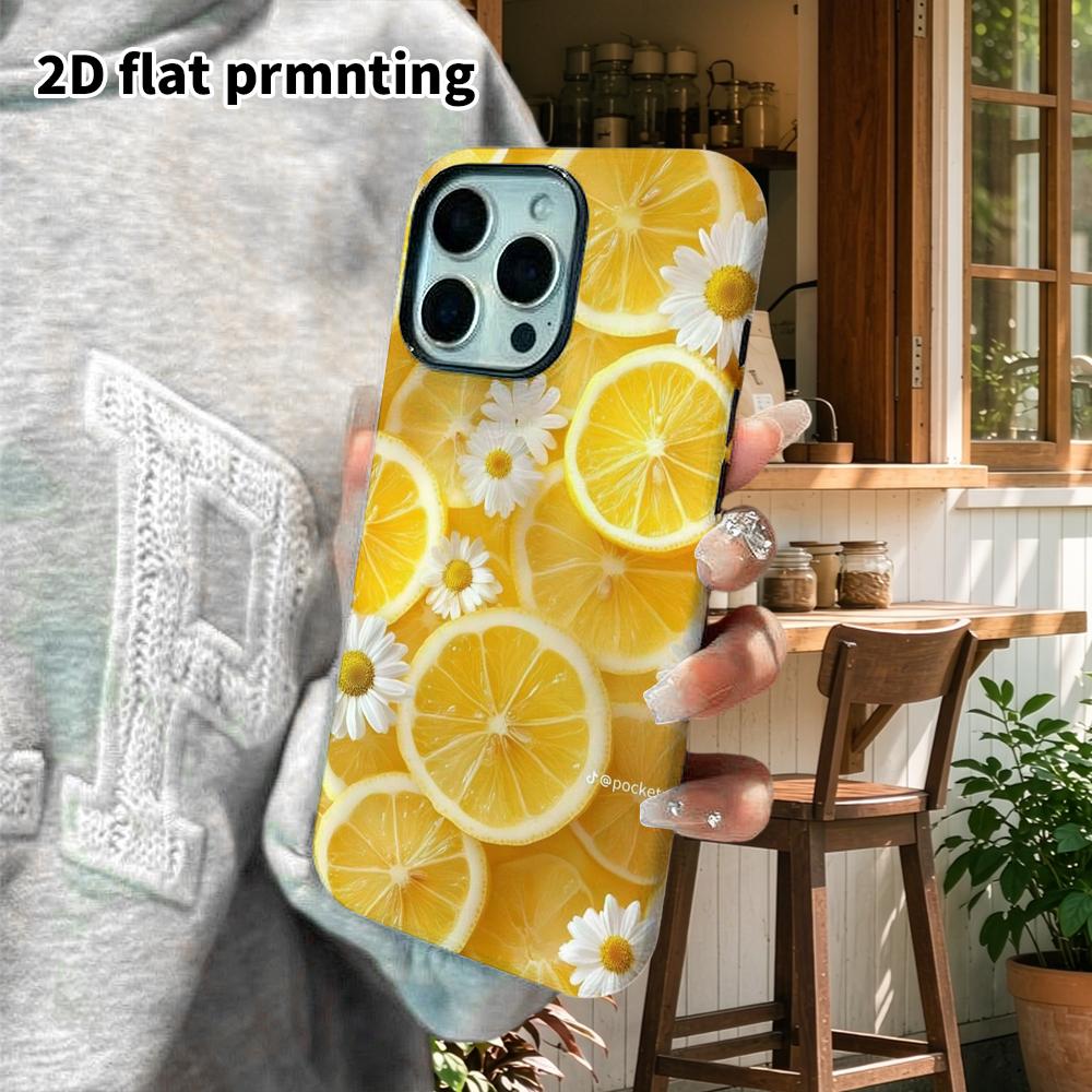 Phone Case: 2D Flat Suitable for iPhone 18 17 16 15 14 13Pro Film Protection Case, Couple Style, Lemon Daisy, Christmas and Halloween Gifts