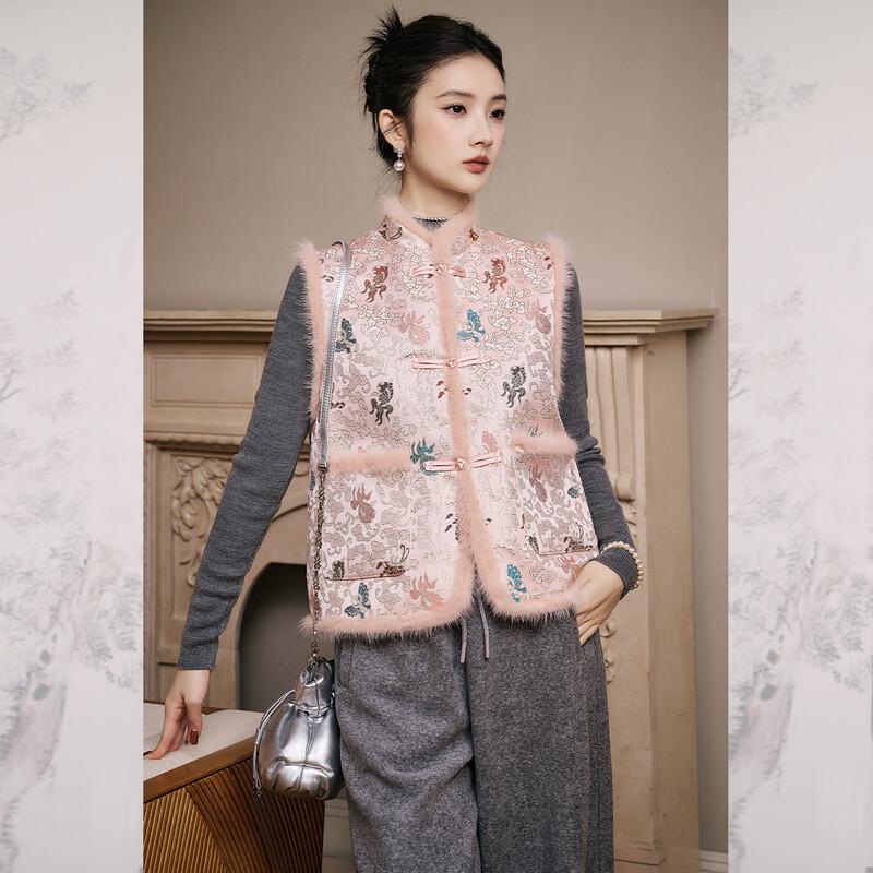 

Жилет жаккардовый парчовый с золотыми рыбками и бабочками JK&JS XL