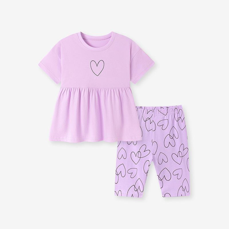 

Summer Short-Sleeve Girls Heart Set - Cute Baby Clothing 120cm