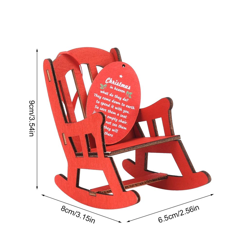 Wooden Heavenly Memorial Chair Pendant Red Xmas In Heaven Memorial Ornament for Xmas Home Decor