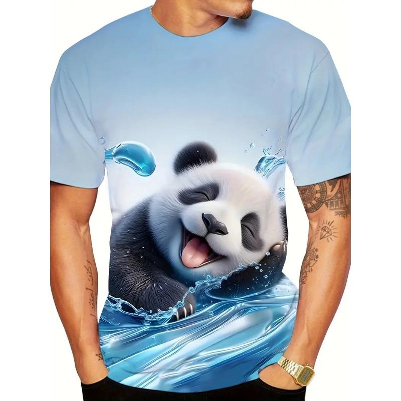 

Men s 3D Printed Panda Pattern Printed T-shirt Digital Printed Short Sleeved T-shirt Breathable Polyester Round Neck Casual 6XL