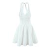 Pure Desire Style White Age-reducing Waist Sexy Backless A-word Short Skirt Women's Deep V-neck Back Strap Neck Dress Summer