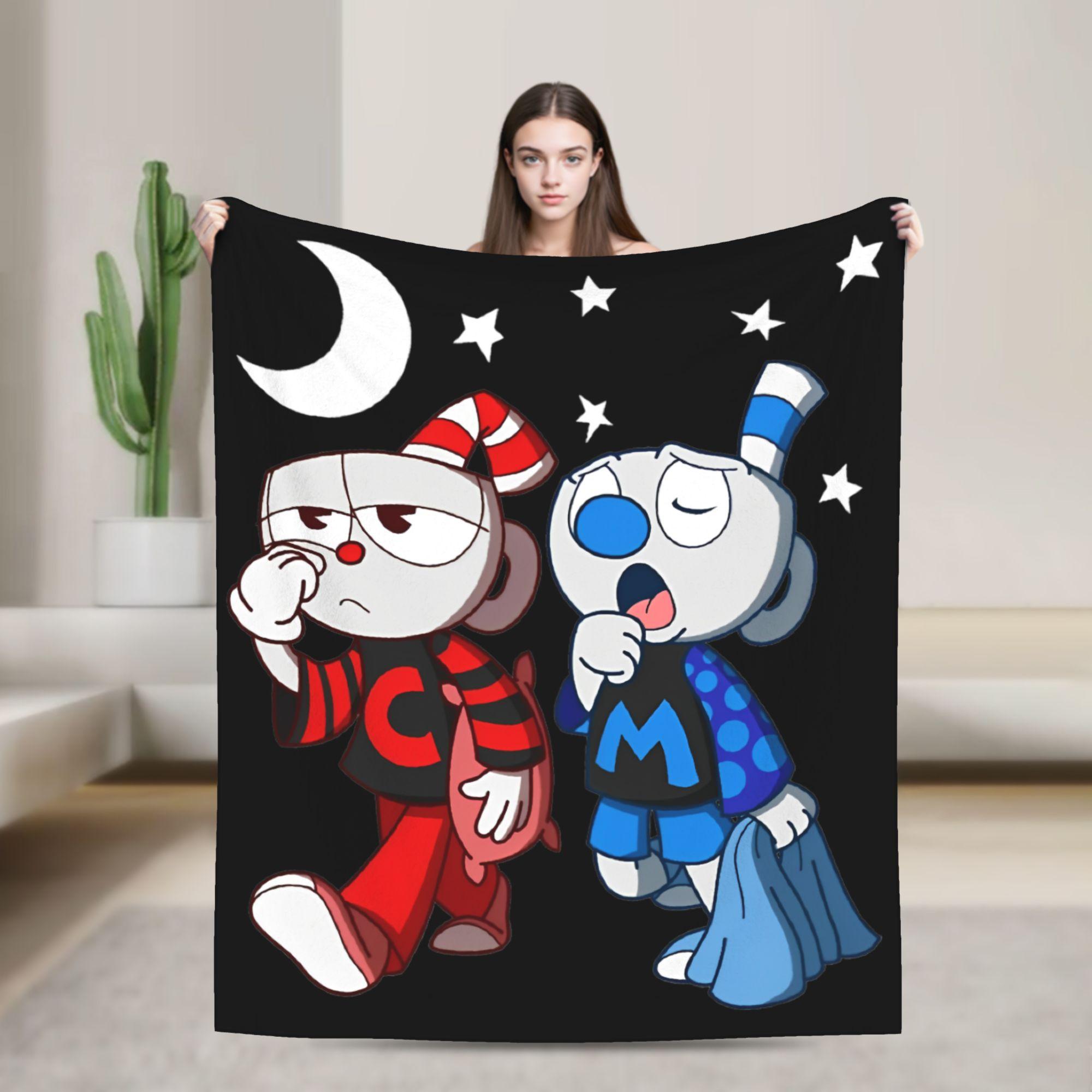 

CUPHEAD Devil Blankets Coral Fleece Plush Winter Mugman Breathable Lightweight Thin Throw Blankets for Home Car Plush Thin Quilt 200x150cm 80x60in