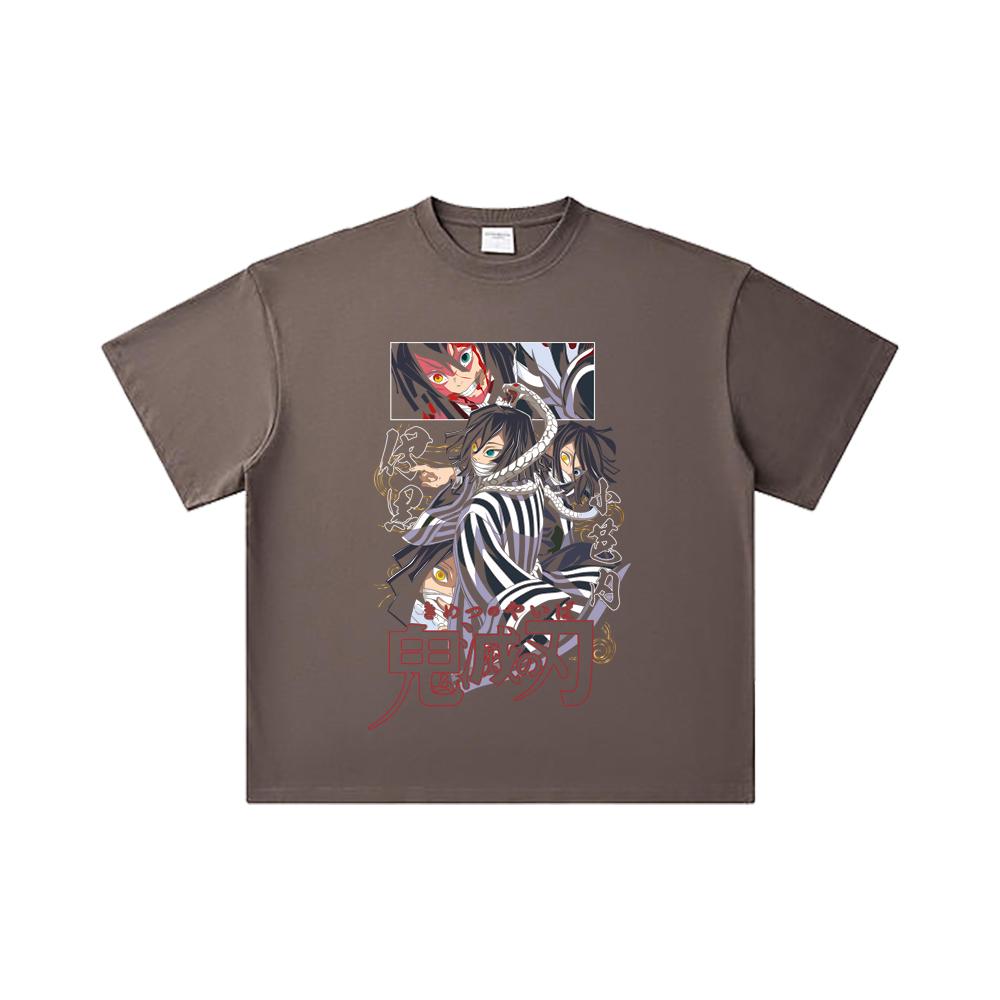 260 GSM Double Yarn 32 Count 100% Cotton Demon Slayer V95 Iguro Print Unisex Heavy Cotton T Shirt
