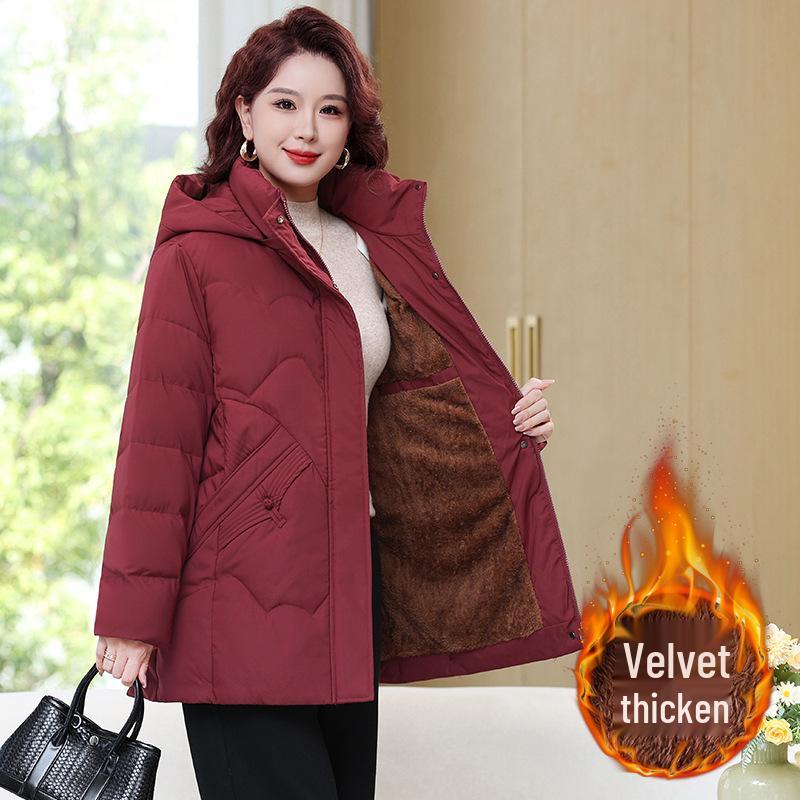 Plus Size Winter Cotton Jacket - Loose, Warm Outerwear for Middle-aged and Elderly Moms