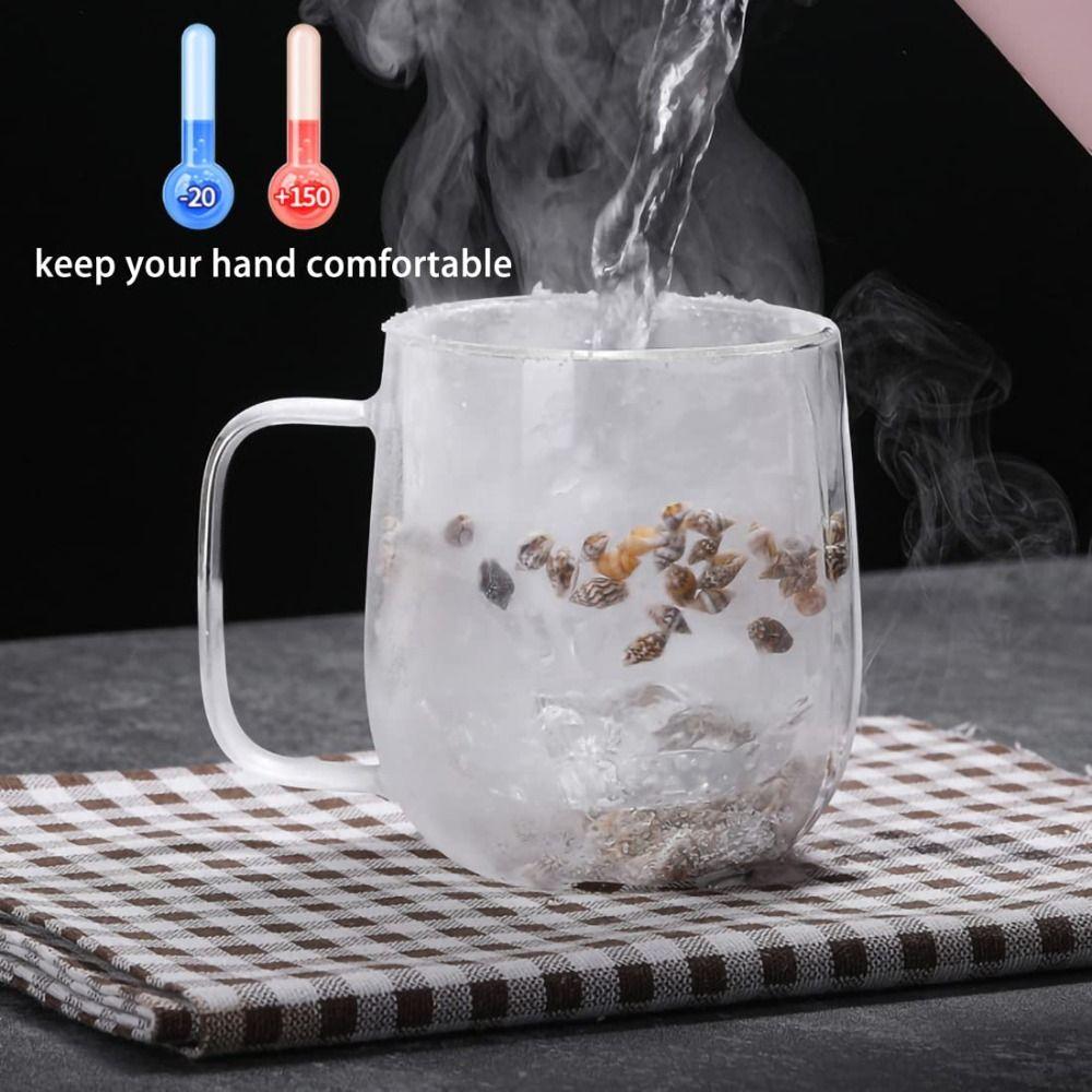 Insulated Double Wall Glass Cups Vintage Tea Cup Birthday Gifts Clear Flower Coffee Mug  Tea