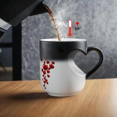 Hjärtformad Färgskiftande Keramisk Kaffemugg 11oz Värmereaktiv Design Romantisk Alla Hjärtans Dag Present till Honom Henne