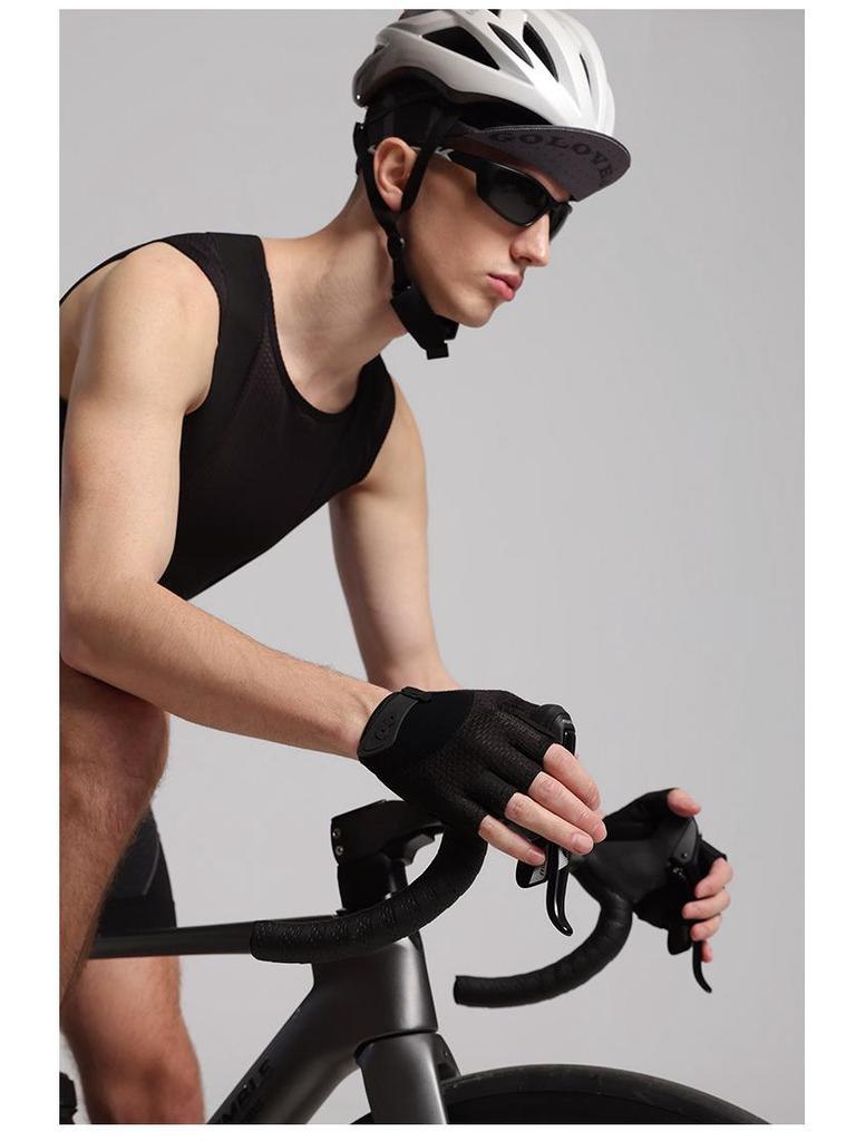 Andningsbara Halkfria Cykelhandskar - Stötdämpande, Halvfinger, för Män & Kvinnor