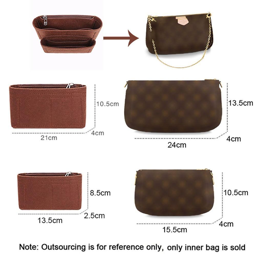 Felt Handbag Insert Bag Storage Bag Support Internal Bag Portable Organization Purse Liner for For LV Multi Pochette Accessoires