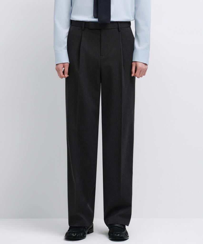 Musinsa Standard Wide Hidden Banding Slacks [Charcoal Gray]
