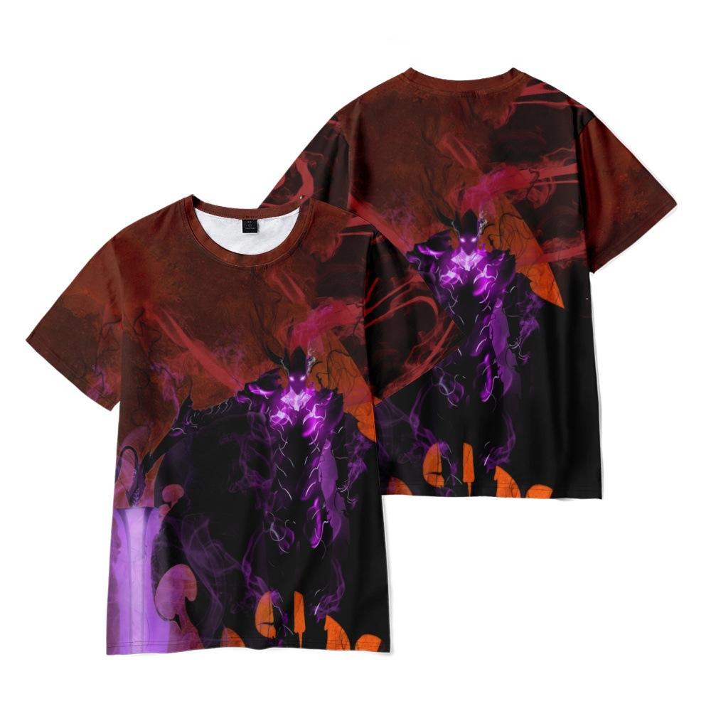 Solo Leveling Anime Women Men's T-shirts Graphic Shirt Cartoon Printed O-Neck Oversized Short Sleeves Fashion Mens Clothing Streetwear