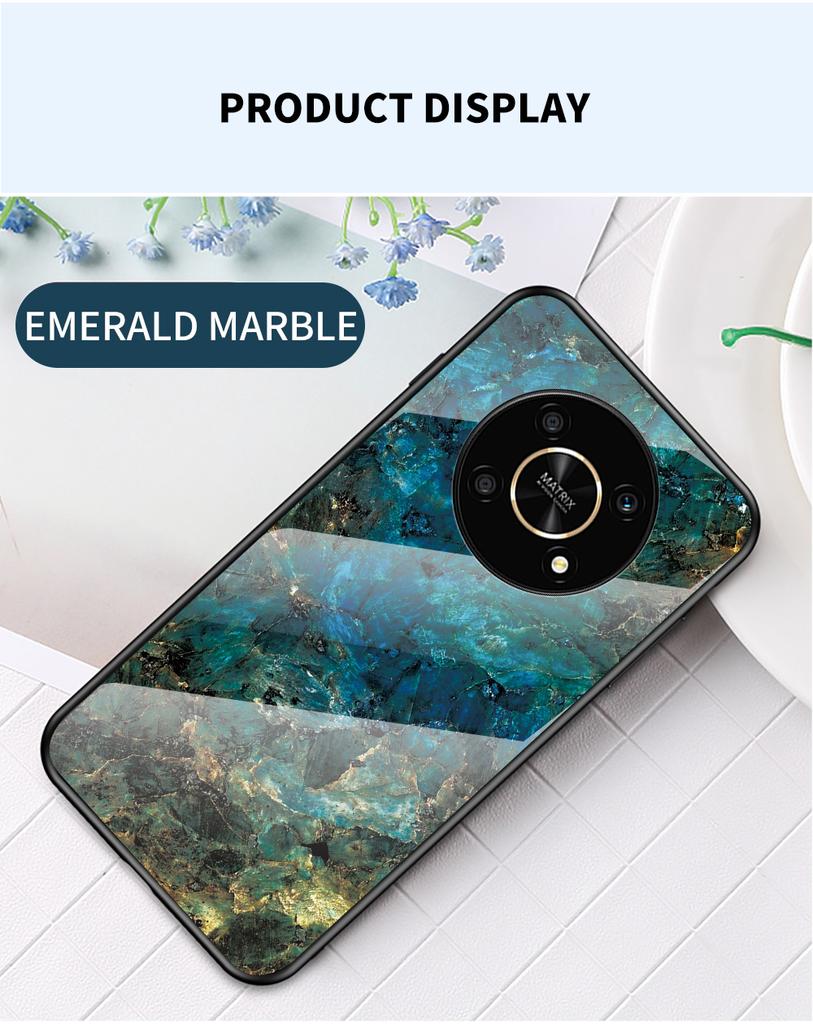 Deksel For Honor 50 Pro 50 se X8 X9 X7 7A Pro 7s 20 50 Lite 9x Premium 9C 30S 9S Deksel Marmorert herdet glass Deksel bak
