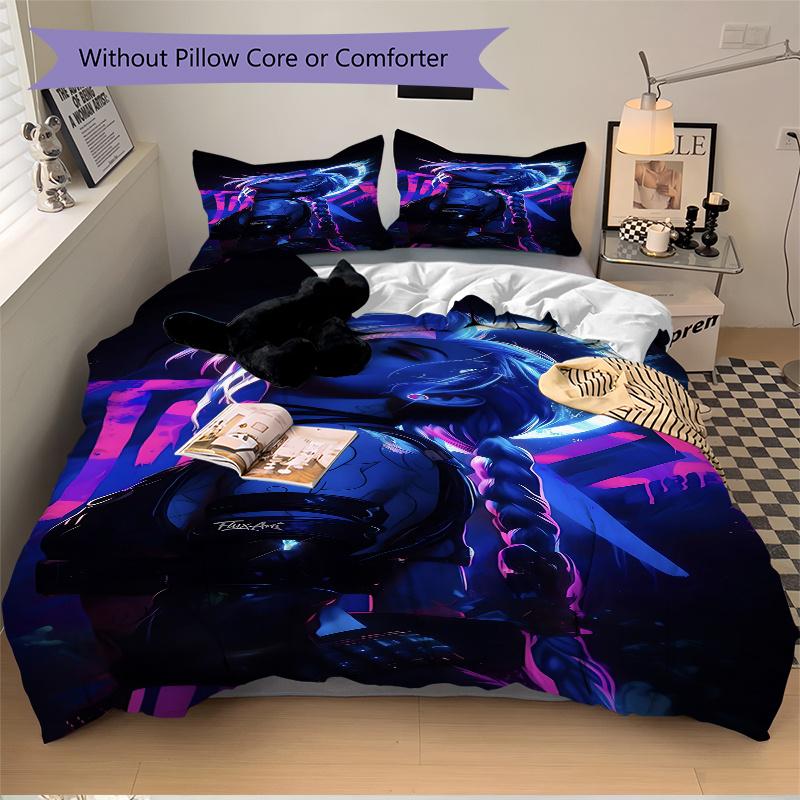 3pcs Jinx Home Decor Bedding Set-Universal Three-Piece Suit for Bedroom, Guest Room, Living Room, Hotel-Perfect Festival Gift for Fans, Trav