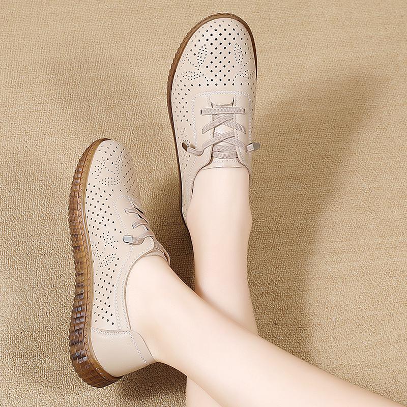 Genuine Leather Summer Loafers Women Casual Shoes Moccasins Soft Pointed Toe Ladies Footwear Women Flats Shoes White