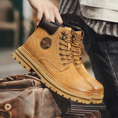 FashionLace-Up Male Basic Boots Leather Men Shoes Men's Boots High Top Fashion Motorcycle Leather Shoes Outdoor Male Comfortable Boots