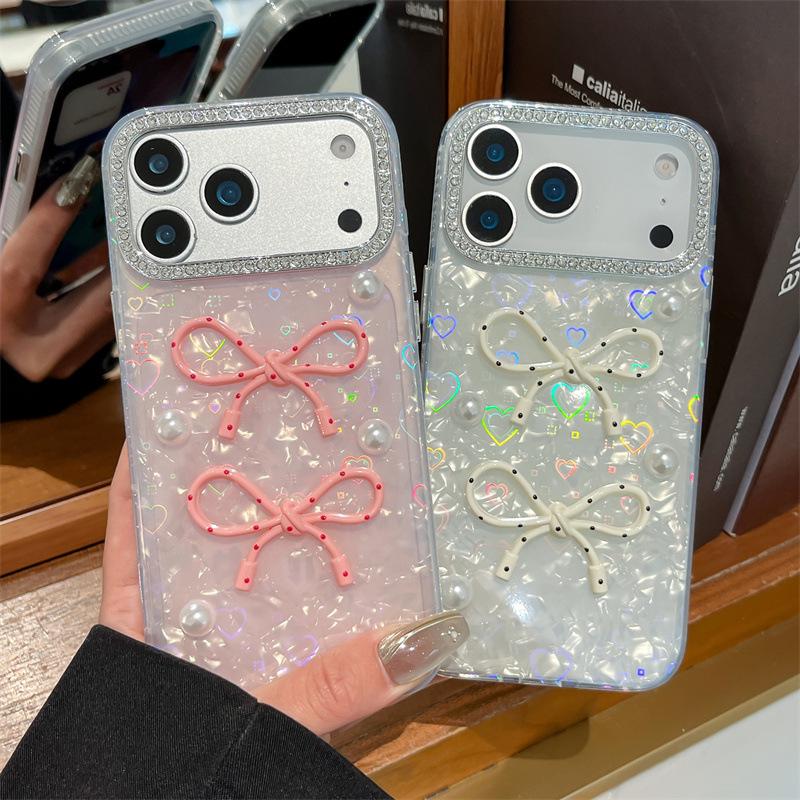 Laser Polka Dot Bow iPhone 14/13 Case - Anti-Fall Cover for Apple Pro Max