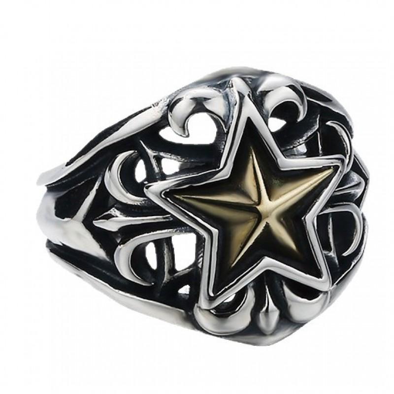 Adjustable Punk Star Ring Men Women Geometric Five Point Plated Copper Finger Vintage Edgy Style