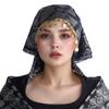 Floral Print Golden Beaded Hijab Breathable Elegant Turban Hat Fashion Triangle Headscarf  Eid Gift