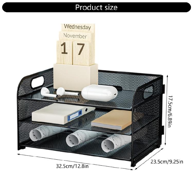 Organizador de Mesa de 3 Níveis Bandeja de Cartas Porta-Documentos Bandejas de Arquivamento Organizador de Papel Acessórios de Mesa Cadernos Suporte Classificador