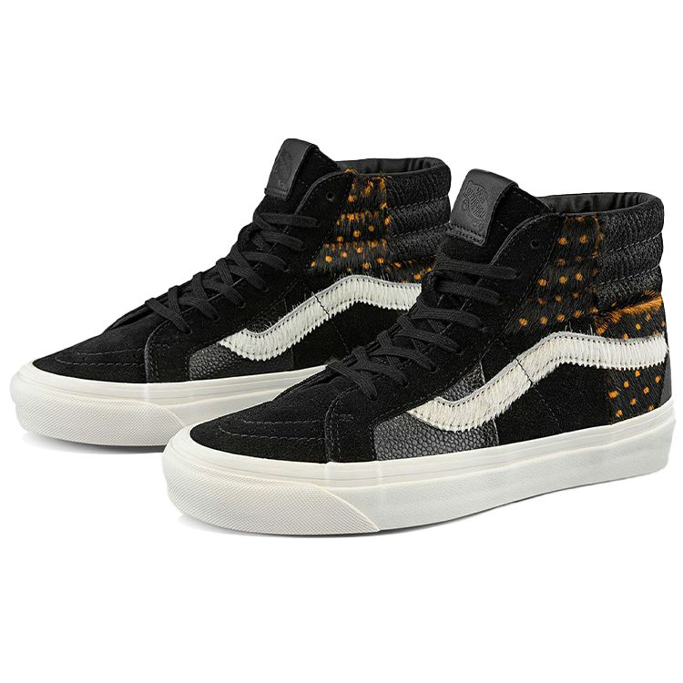 Vans Style 38 Anaheim Fabric Leather Patchwork Casual High-Top Skate Shoes Unisex Sneaker Black White Yellow VN0A54FBB71