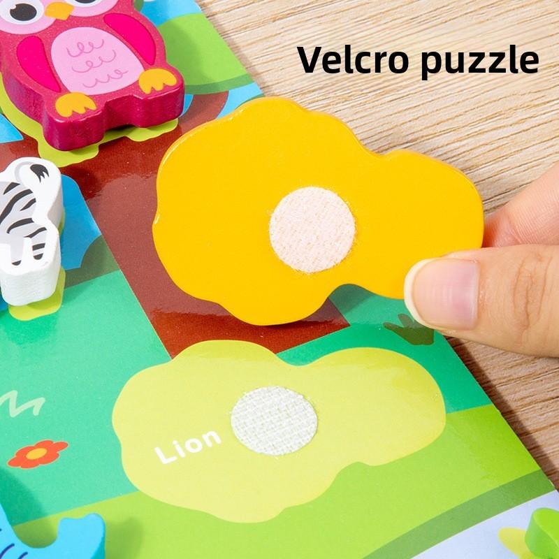 Magic Wooden Tape 3d Dinosaur Animal Puzzle For Education Handeye Coordination