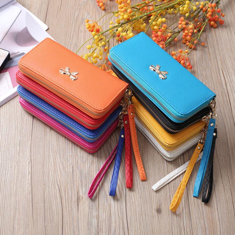 Luxurious Lady Zipper Around Women Clutch Leather Long Wallet Card Holder Case